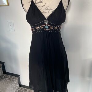 VIBTAGE Elegant Black Embellished Dress